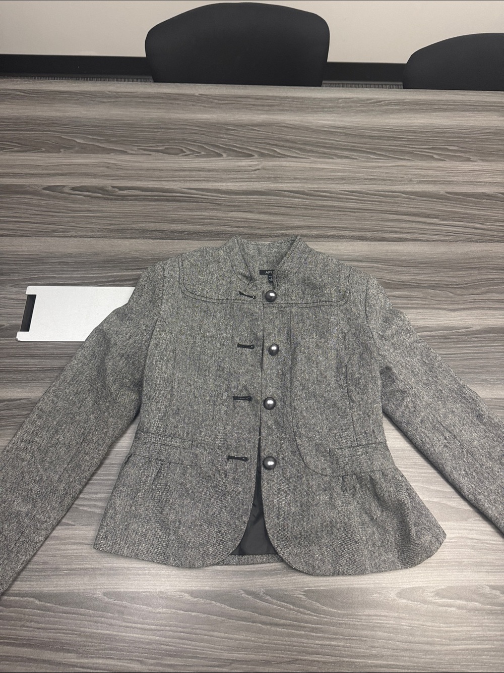 Apt. 9 Gray Tweed Peplum Button Blazer